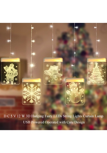 Ximistore9 Led Noel 3d Askı Lambası - Renkli Sürekli Aydınlatma, Ev Pencere Dekorasyonu, Kar Tanrısı Desenli