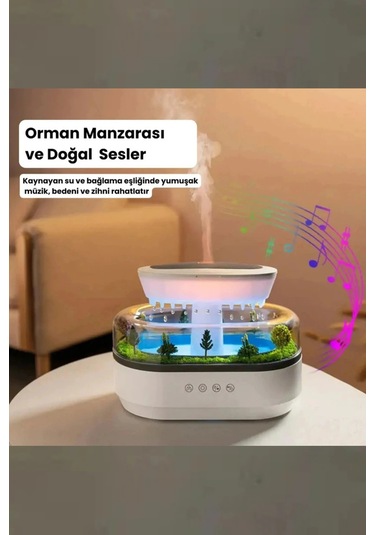 Leerfei 286 Yağmur Damlası Aroma Difüzör, 6 Renk Işıklı Hava Nemlendirici Ve Dinlendirici Sesler