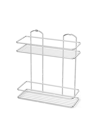 Banyo Köşe Rafı 2 Katlı Şampuanlık Paslanmaz Gümüş