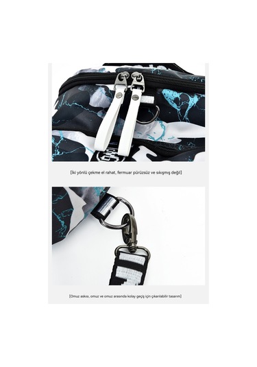 Büyük Kapasiteli Omuz Seyahat Spor Çantası Mavi - Gri