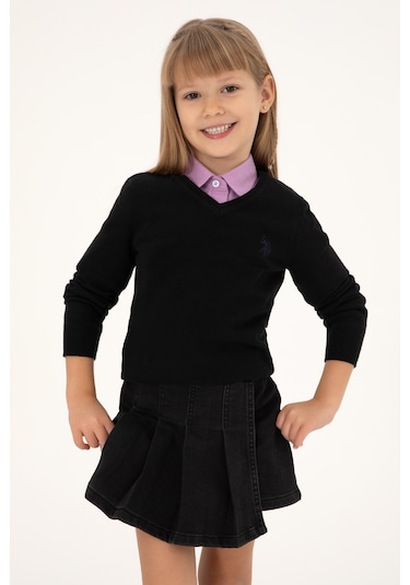 U.s. Polo Assn. Kız Çocuk Siyah Kazak /triko 50294198-vr046 Siyah