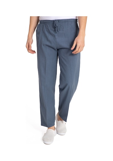 Erkek Ham Bez Lastikli Yüksek Bel Rahat Kalıp %100 Natural Pamuk Eşofman Alt Pantolon Alt Giyim 2188-Koyu Gri