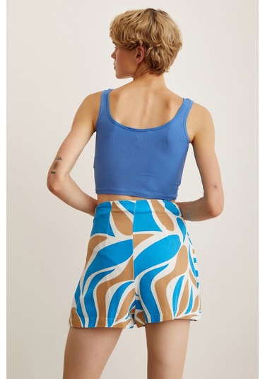 Trendquel Askılı Crop Bluz Mavi Mavi