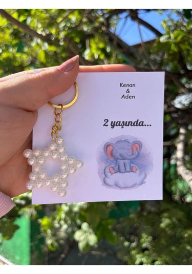 15 Adet İnci Yıldız Anahtarlık Nikah Düğün Kına Nişan Sünnet Hafizlik Vers. 16