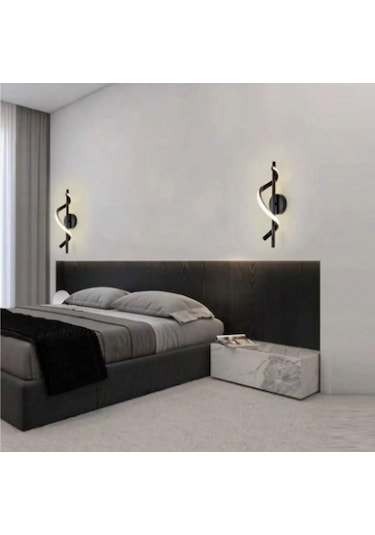 Siyah Ledli Günışığı Duvar Aplik 1 Adet Siyah