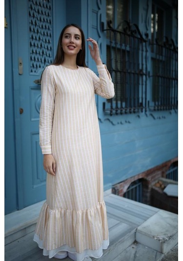 Pastelastore Neva Kadın Elbise Maxi Boy 1020-1 Bej