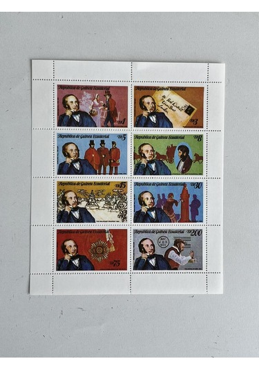 Sir Rowland Hill Londra Temalı Ekvator Ginesi Damgasız 8'li Blok Pul