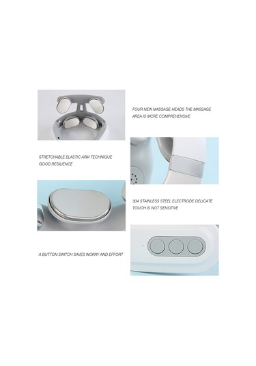 Maiyame 4 Kafa Usb Akıllı Darbe Isıtmalı Boyun Massaj Cihazı - 5 Modlu Beyaz Boyun Rahatlatıcı Beyaz