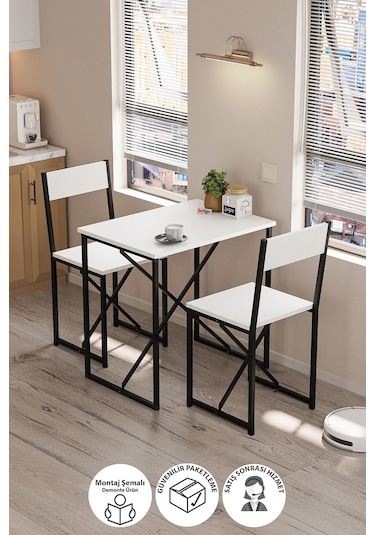 Bofigo 2li Mutfak Seti Mutfak Masa Ve Sandalye Seti Balkon Masası Cafe Seti Maysa Beyaz