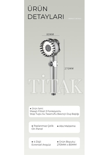 Sardıcı Yeni Nesil Masajlı Filtreli Stop Tuşlu 3 Fonksiyonlu Su Tasarruf