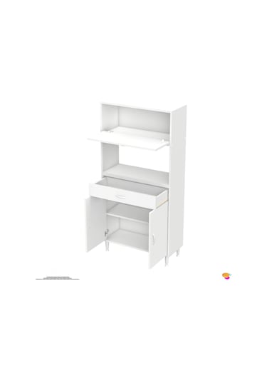 Modilayn Vio 80x163,4x32.5 Cm Çek, Kapaklı, Ekmeklikli. Mini/midi Mikrodalga Mutfak Dolabı Beyaz