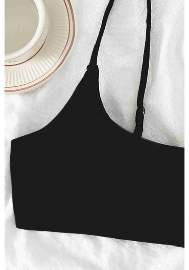 Angelsin Ayarlanabilir Askılı Şık Tasarım Bikini Üstü Siyah 001