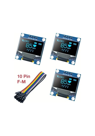 Dashanshop 3 Adet Mavi 0.96 İnç Oled I2c Ekran Modülü 128x64 Pixel Ssd1306 Arduino Raspberry Pi Uyumlu