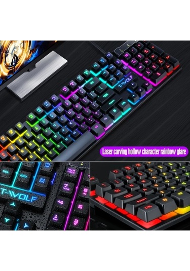 Techbloom Tf200 Ultra Ince Kablolu Klavye Ve Fare Kombosu Usb Tak Laptop Masaustu 104 Tus Rgb Aydinlatmali Ps4 Xbox Pc Mac Oyun Klavye Fare Seti Diğer