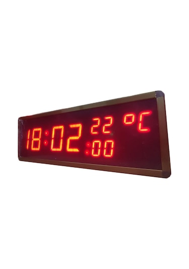 Displayli Saniyeli Dijital Saat Ve Derece Kasa: 17x50 Cm - Kırmızı