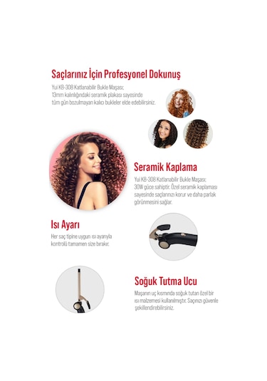 Yui KB308 Seramik Plaka Afro Dalga Saç Şekillendirici Maşa