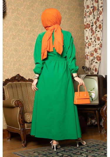 Sevitli Mevlana Elbise-benetton Yeşili-1577 - Kadın Yeşil