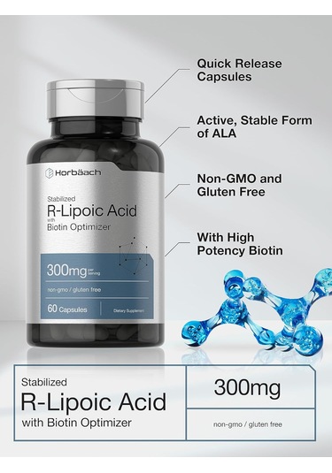 Horbäach Stabilized R-lipoic Acid Biotin Optimizer Na-rala 300mg 60 Caps Aromasız