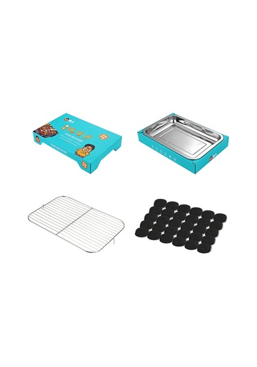 Dış Mekan Tek Kullanımlık Barbekü Sobası Kraft Kağıt + Paslanmaz Çelik Barbekü Izgarası Yıkama Gerektirmeyen Bpa Içermez Fda Sertifikası Yok - Mavi Çok Renkli