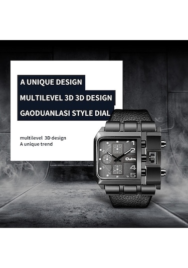 Novahub Oulm 3364 Erkek Kadran Deri Kemer Kuvars Saat Beyaz Çok Renkli, Kırmızı Model Çok Renkli