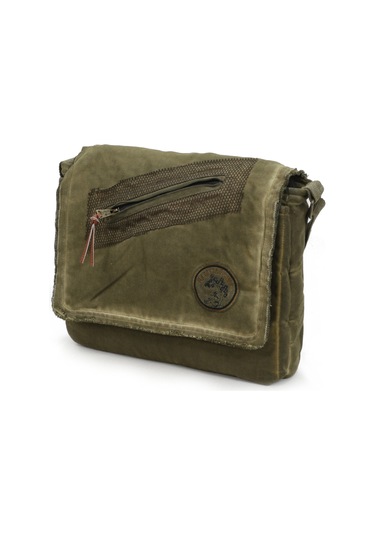 Old Cotton Cargo 7136 Yeşil Haki Günlük Omuz Postacı Kanvas Çanta Yeşil