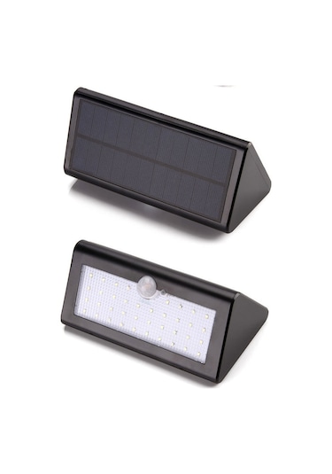Leezsing Güneş Enerjili 38 Led Hareket Sensörlü Duvar Lambası - 500lm Aydınlatma, Ip65 Su Geçirmez Siyah