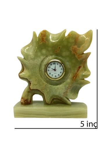 Oniks Damarlı Akik Taşından Yaprak Fiğürlü Saat - Doğal Oniks Ta