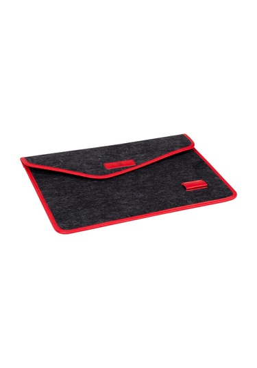 Minbag Aba Siyah Keçe Laptop Çantası, Kırmızı