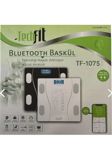 Techfit Dijital Baskül Tf-1075 Bluetooth Özellikli Hassas Ölçüm 2.5-180kg Siyah