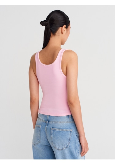 Dilvin 21115 Düğmeli Askılı Top-pembe Pembe
