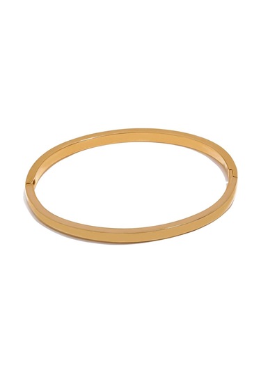 Altın Eetit 60mm Su Geçirmez 316l Paslanmaz Çelik Yuvarlak Pürüzsüz Bilezik Bileklik Kadın Minimalist 18 K Altın Renk Doku Charm Takı Altın