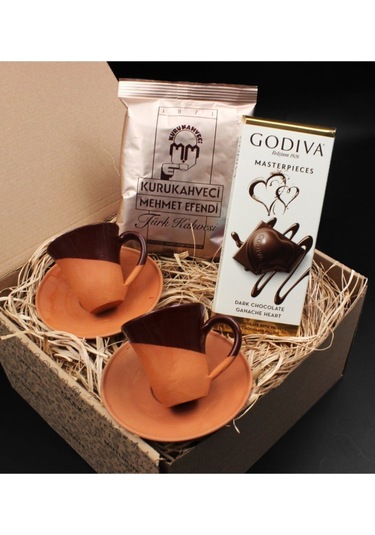 Toprak Kahverengi Sırlı El Yapımı 2'li Fincan Takımı