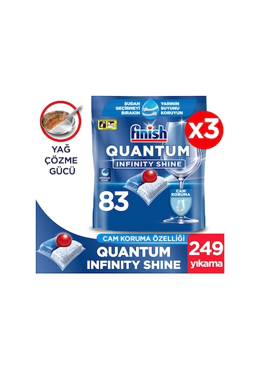 Finish Quantum Infinity Shine Bulaşık Makinesi Deterjanı 3 x 83 Tablet