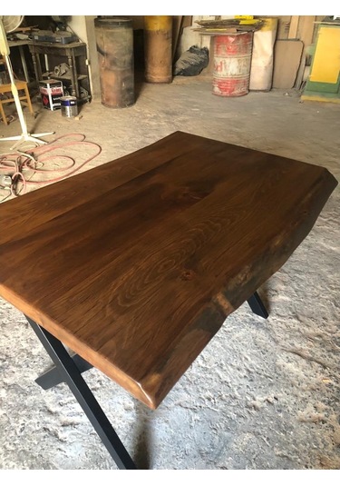 Bintaşmobilya Ceviz Rengi Gürgen Ağacı Kütük Masa Imalatı 80X120.Cm