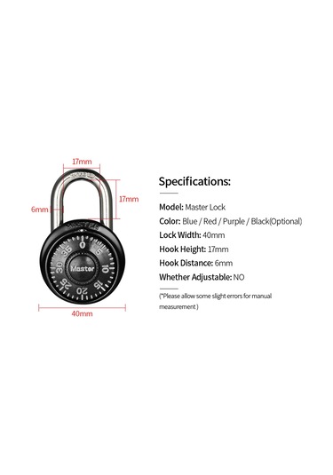 Master Lock Kombinasyon Kilidi Kilitli Sandık Kilidi Depolama Üniteleri Kilidi Valiz Sırt Çantası Kilidi Siyah