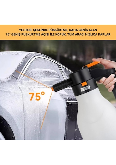 Polham 2 Litre Şarjlı Otomatik Yüksek Basınçlı Araç Yıkama Köpük Püskürtücü El Pompası, Çok Amaçlı Köpük Pompası