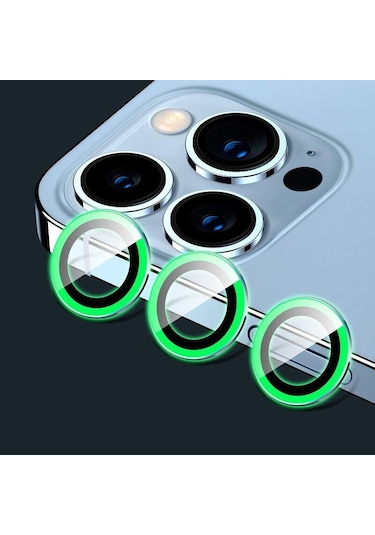 Binano Apple Uyumlu iPhone 13 Pro/13 Pro Max Fosforlu Koyu Yeşil Kamera Koruyu