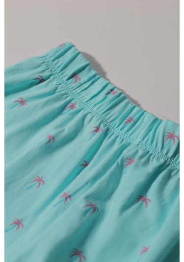 Luess Erkek Çocuk Pamuk Palmiye Baskı Alt Üst Takım-beyaz Beyaz