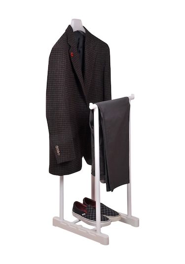 İkili Dilsiz Uşak Elbise Askısı Beyaz-giysilerinizin Yüksekliğine Göre Ayarlanabilir. Beyaz