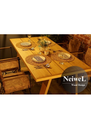 Neiwel Garden Zena Doğal Ahşap Bahçe Yemek Masası-80-100 Açık Ceviz