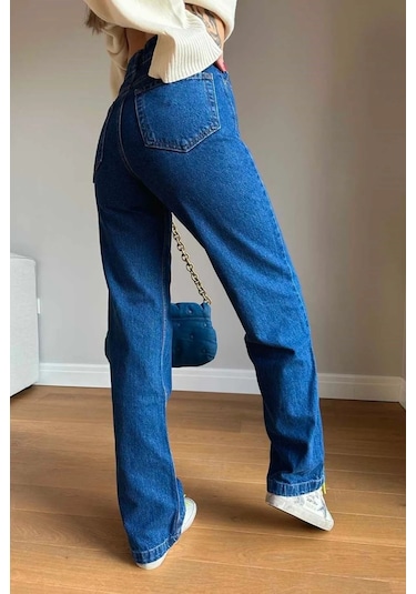 Ahmetkoccollection Kadın İspanyol Paça Pantolon Kot Rengi Kot Pantolon
