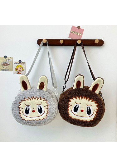 Snapbuy Labubu Tasarımlı Peluş Çapraz Çanta Kahverengi