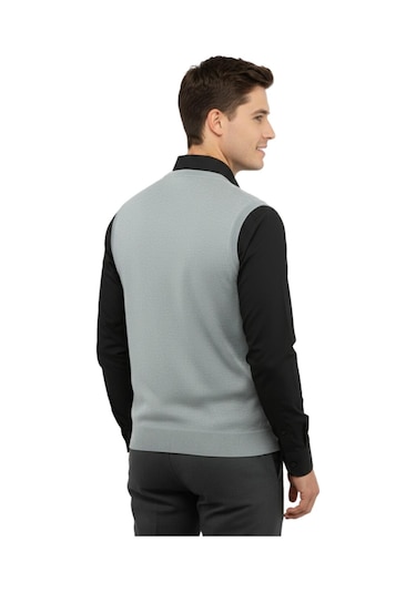 Çizgi Triko Erkek V Yaka Süveter Çelik Örgü Regular Kalıp 5200h Bgl-st04962 Gri