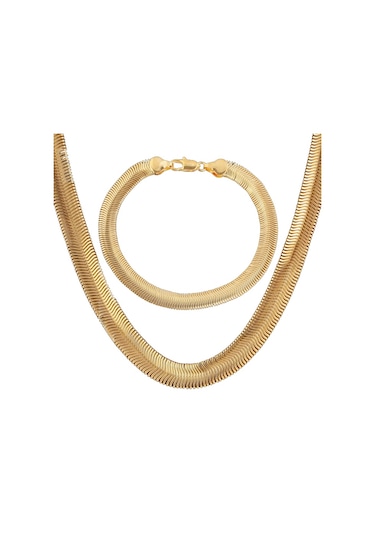 Ehediye Chavin 7 Mm. Snake Yılan Örme Kadın Zincir Kolye Bileklik Eg94 Altın