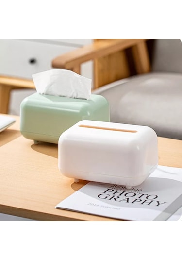 Yeşil-ev Basit Doku Kutusu Plastik Oturma Odası Yemek Odası Masaüstü Toz Geçirmez Islak Kağıt Havlu Saklama Kutusu Kapaklı Ve Yaylı