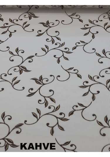 Asyhome Kahve-Krem Sarmaşık Desen Çift Mek. Tül Stor Zebra Perde