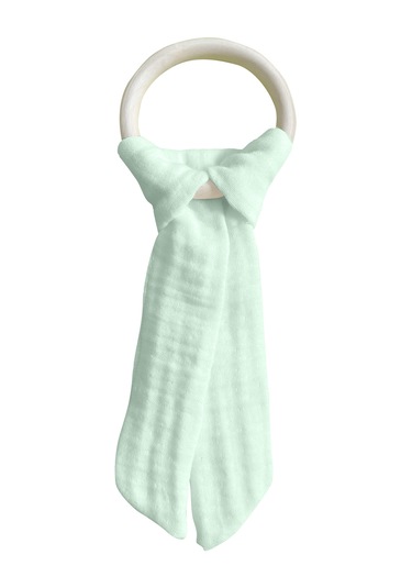 Pamuk Muslin Bebek Diş Kaşıyıcı Yıkanabilir Ahşap Mint Mint Yeşili