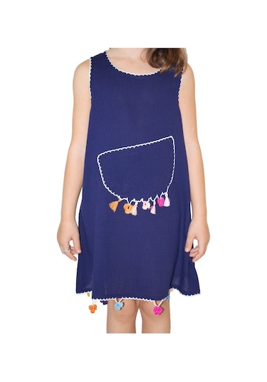 Mine Şile Bezi Çocuk Elbise Lacivert Lcvt