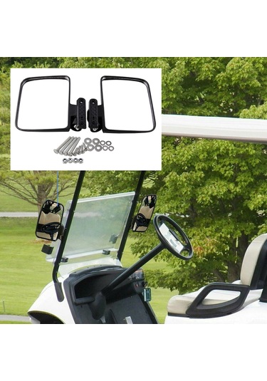 Wezone Golf Araçları İçin Evrensel Yan Görünüm Aynası - Sağlam Pp Kasa, Gerçek Cam Lens, Kör Noktaları Azaltır, Güvenliği Artırır