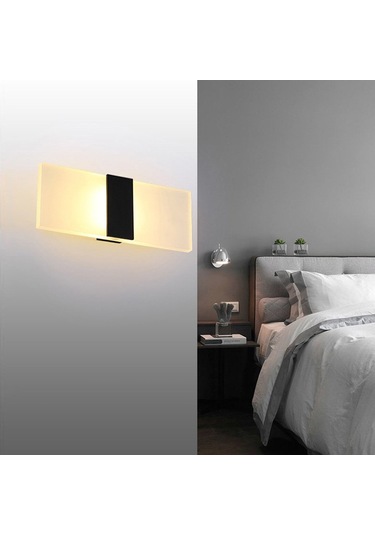 Dofolink Led Duvar Lambası 6w 3000k Isı Işık, Modern Dekoratif, Oturma Odası Yatak Odası Koridor, Demir + Akrilik, Siyah Kutusu Dik Açı, 29x11cm Diğer